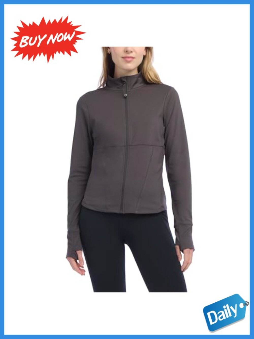 Danskin Women's Full Zip Corset Yoga Jacket Thumbholes